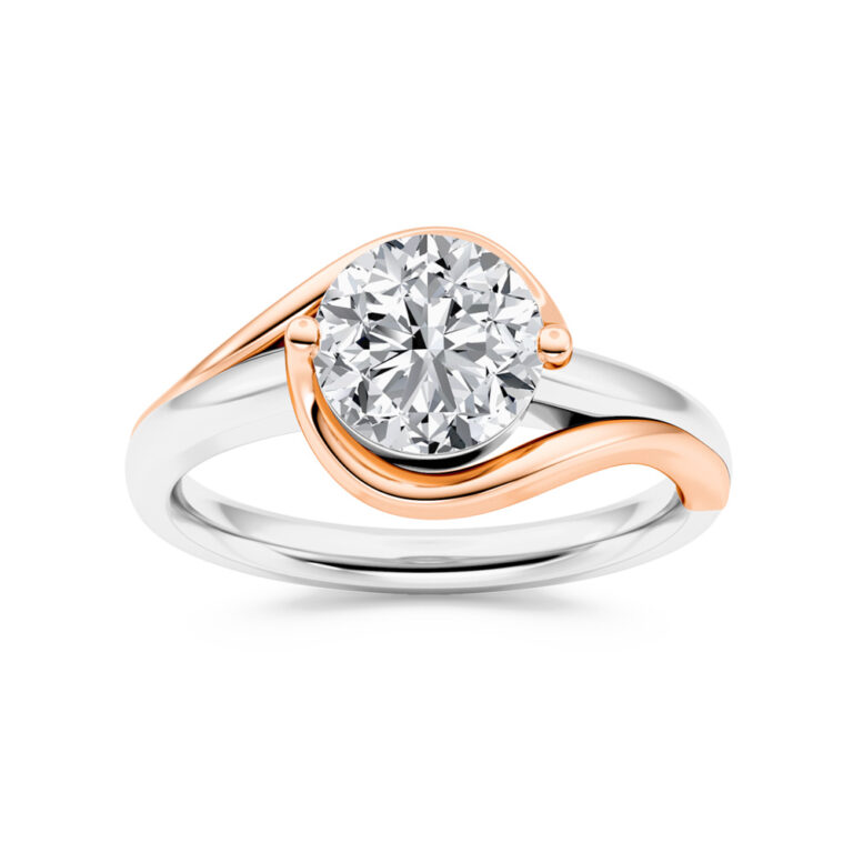 Aurora Solstice Two Toned Lab Grown Solitaire Diamond Swirl Ring