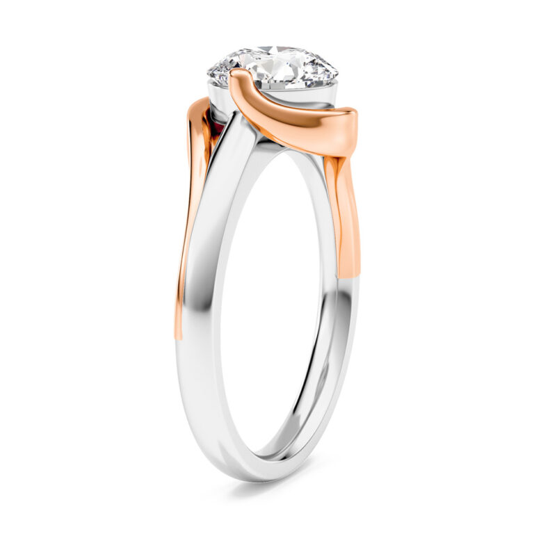 Aurora Solstice Two Toned Lab Grown Solitaire Diamond Swirl Ring