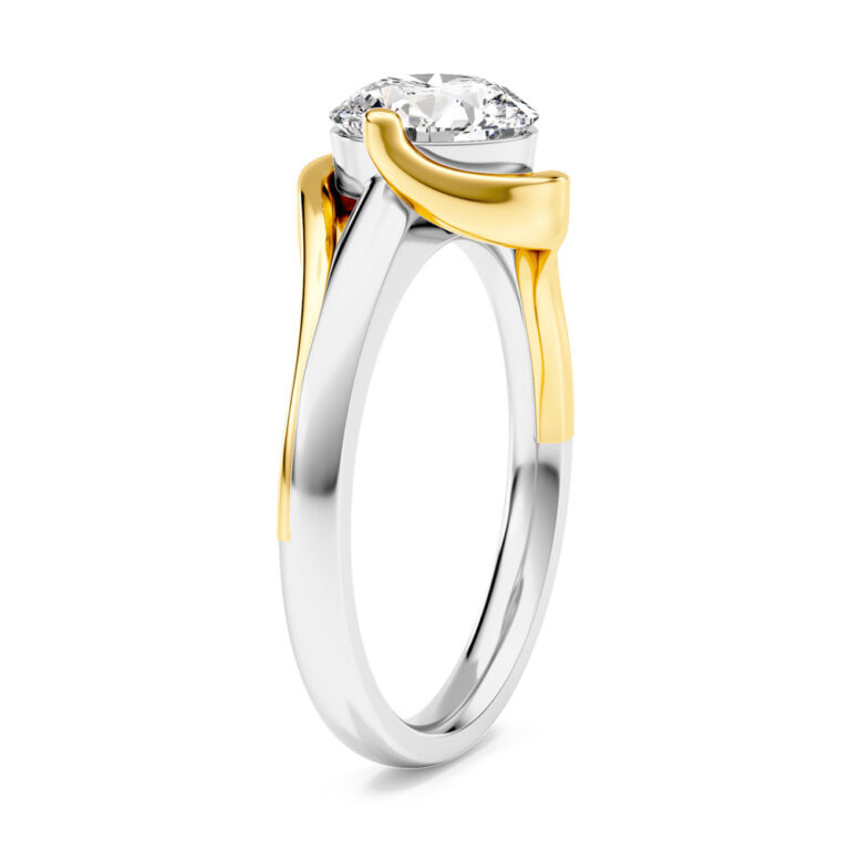 Aurora Solstice Two Toned Lab Grown Solitaire Diamond Swirl Ring