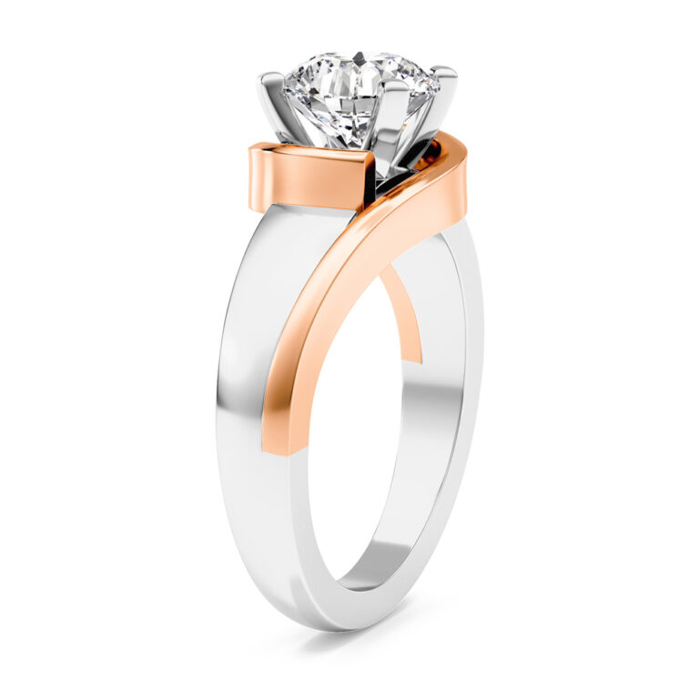 Two Tone Swirl Lab Grown Diamond Solitaire Ring