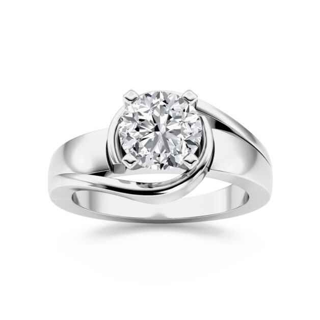 Two Tone Swirl Lab Grown Diamond Solitaire Ring_1