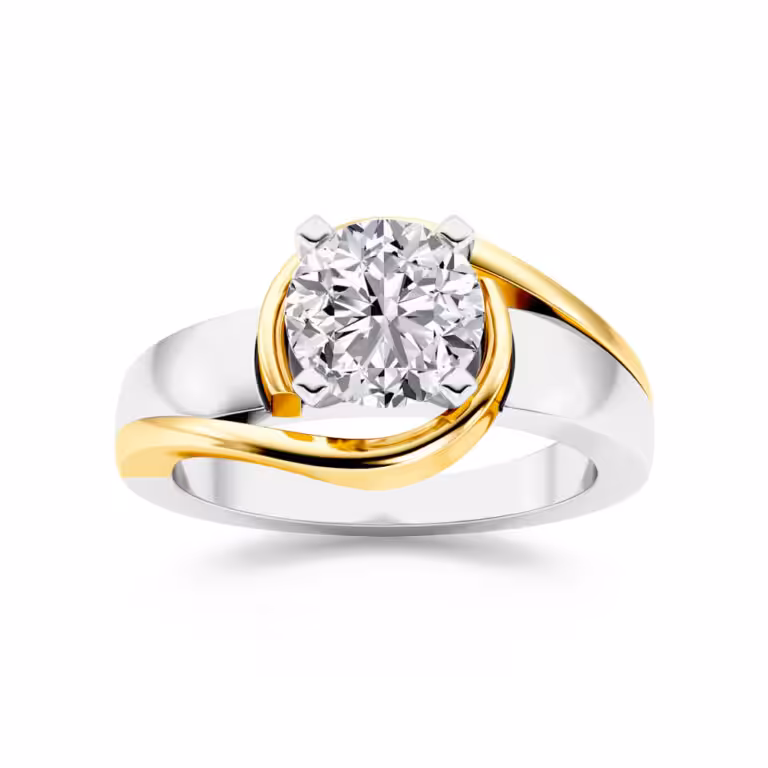 Two Tone Swirl Lab Grown Diamond Solitaire Ring