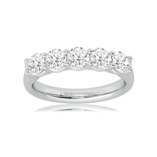 Contemporary Lab Grown Scallop Set Five Stone Diamond Anniversary Ring (2  ct. tw.) 18K - White Gold_1,Contemporary Lab Grown Scallop Set Five Stone Diamond Anniversary Ring (2  ct. tw.) 18K - White Gold_2,Contemporary Lab Grown Scallop Set Five Stone Diamond Anniversary Ring (2  ct. tw.) 18K - White Gold_3,Contemporary Lab Grown Scallop Set Five Stone Diamond Anniversary Ring (2  ct. tw.) 18K - White Gold_4,