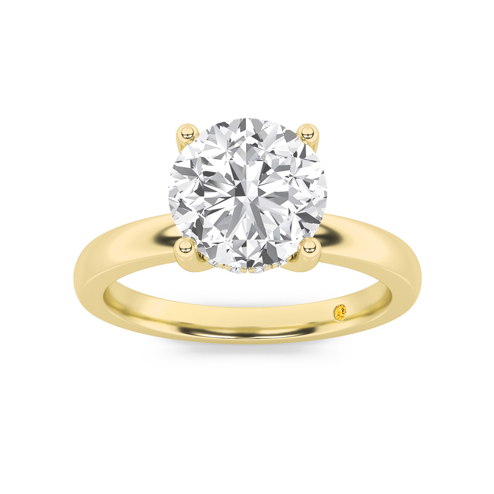 Secret Sparkle Hidden Halo Round Lab Grown Diamond Engagement Ring | 18K Yellow Gold 3 3/5 CT. TW.