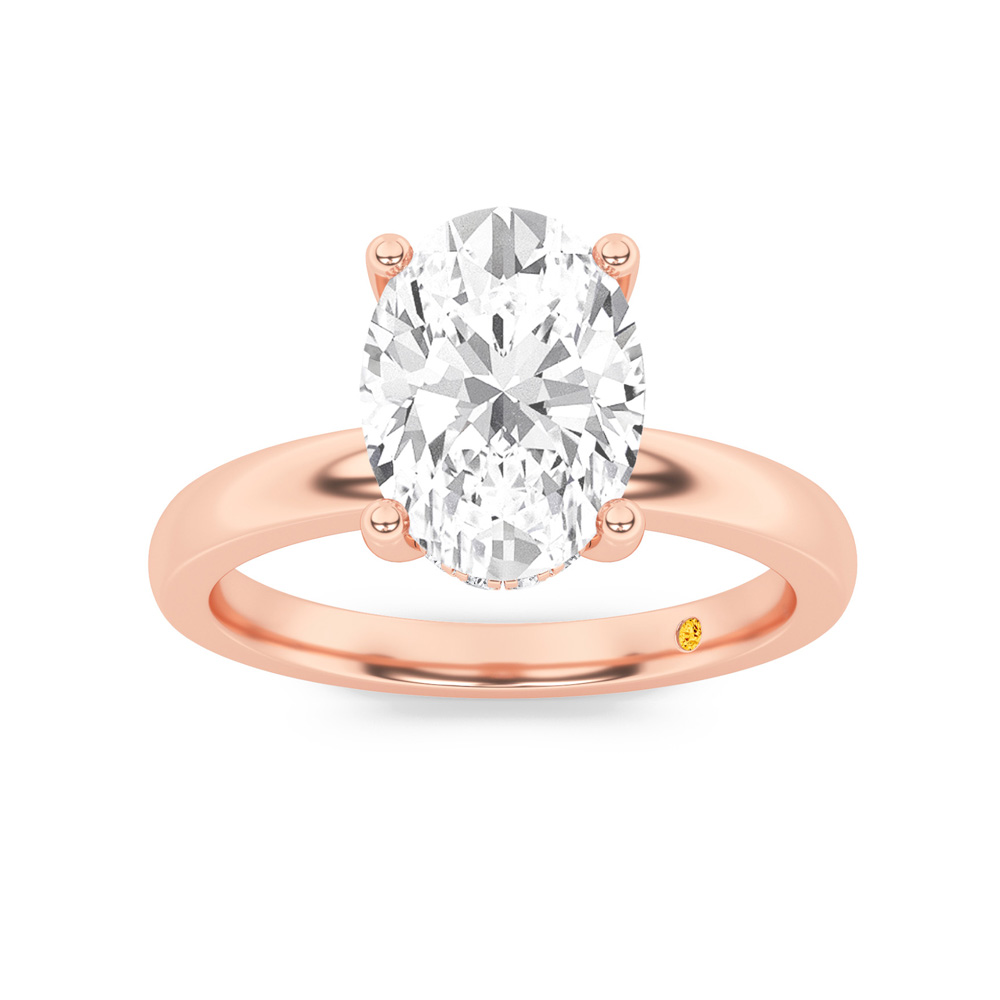 Secret Sparkle Hidden Halo Oval Lab Grown Diamond Engagement Ring | 18K Rose Gold 4 CT. TW.