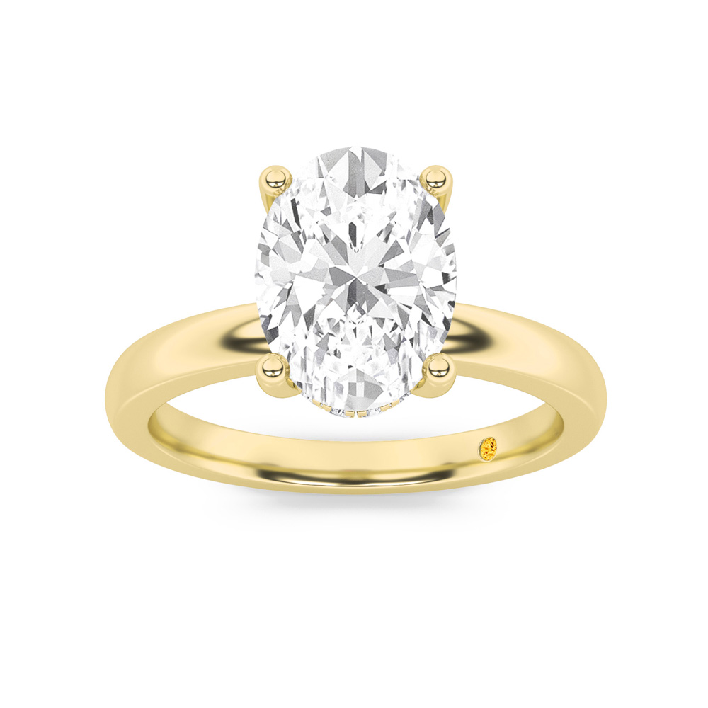 Secret Sparkle Hidden Halo Oval Lab Grown Diamond Engagement Ring | 18K Yellow Gold 4 CT. TW.