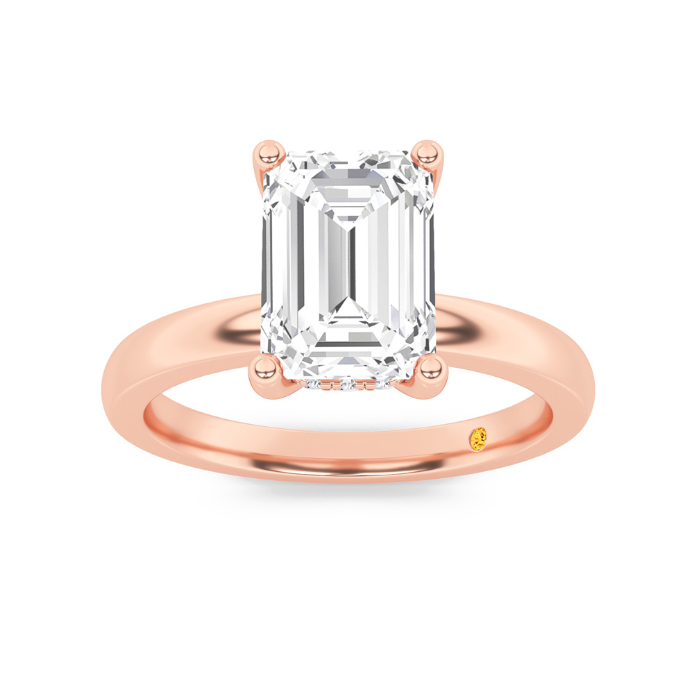 Secret Sparkle Hidden Halo Emerald Cut Lab Grown Diamond Engagement Ring | 18K Rose Gold 4 CT. TW.