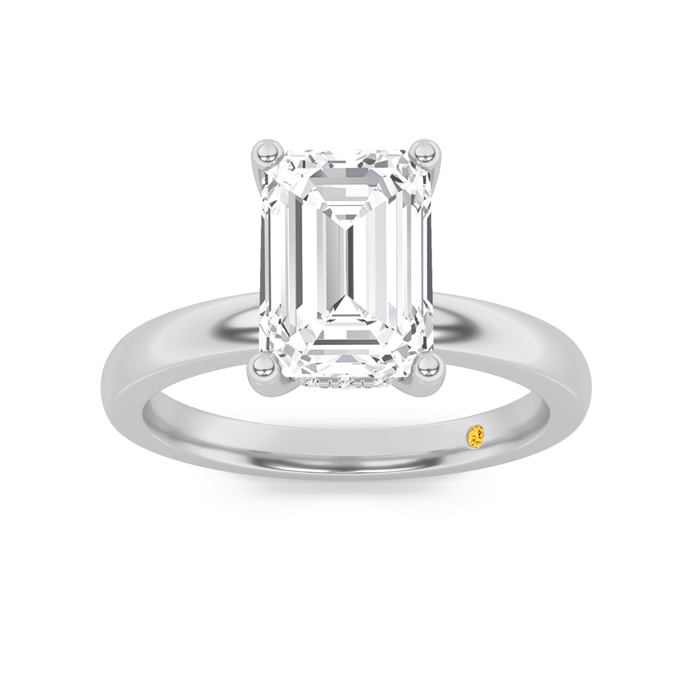 Secret Sparkle Hidden Halo Emerald Cut Lab Grown Diamond Engagement Ring | 18K White Gold 4 CT. TW.