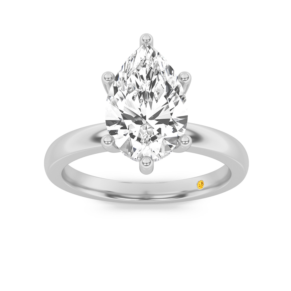 Secret Sparkle Hidden Halo Pear Shape Lab Grown Diamond Engagement Ring | 18K White Gold 4 CT. TW.