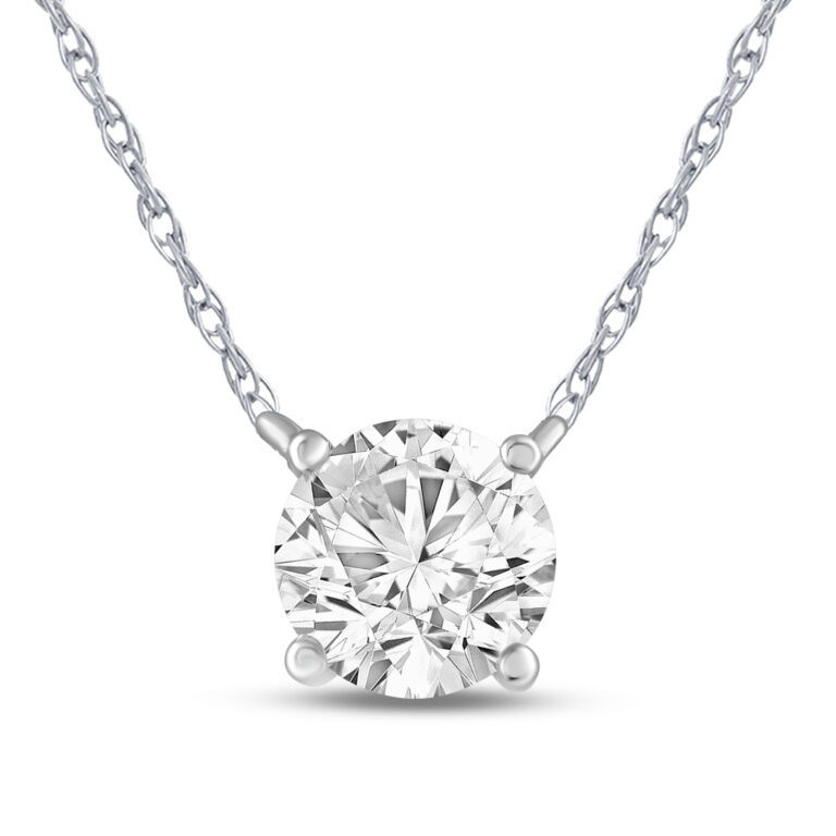 Floating Lab Diamond Solitaire Necklace with Sterling Silver chain