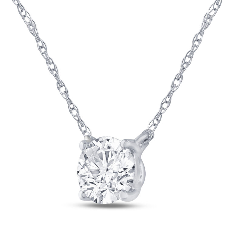 Floating Lab Diamond Solitaire Necklace with Sterling Silver chain