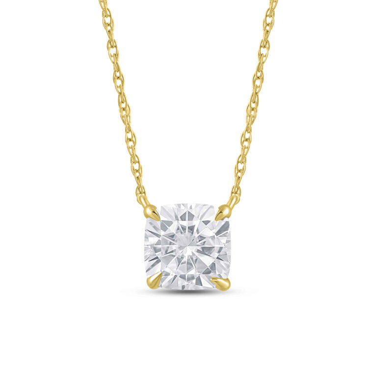 Floating Lab Diamond Solitaire Necklace with Sterling Silver chain