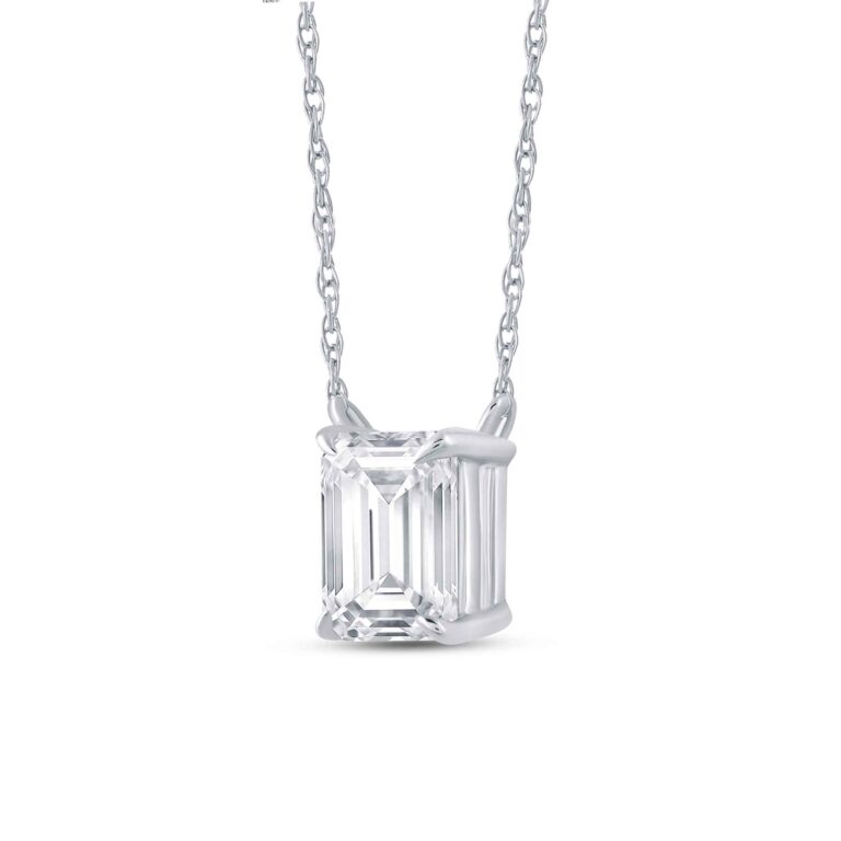 Floating Lab Diamond Solitaire Necklace with Sterling Silver chain