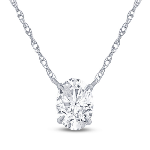 Oval Shape Floating  Lab Diamond Solitaire Necklace