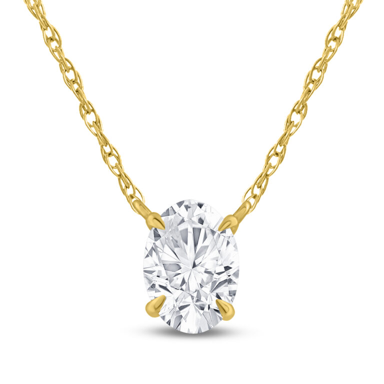 Floating Lab Diamond Solitaire Necklace with Sterling Silver chain