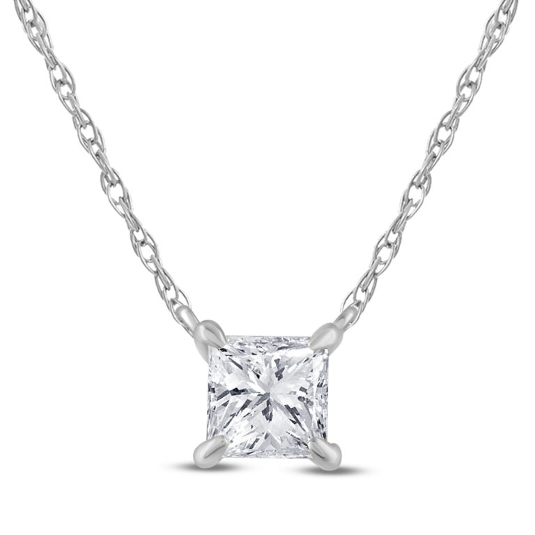 Floating Lab Diamond Solitaire Necklace with Sterling Silver chain