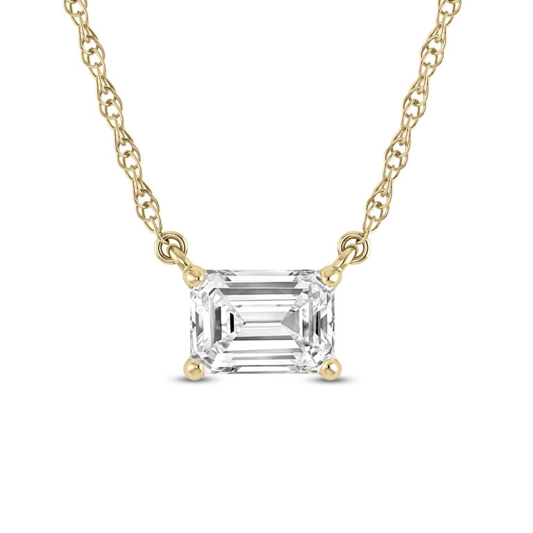 Floating Lab Diamond Solitaire Necklace with Sterling Silver chain