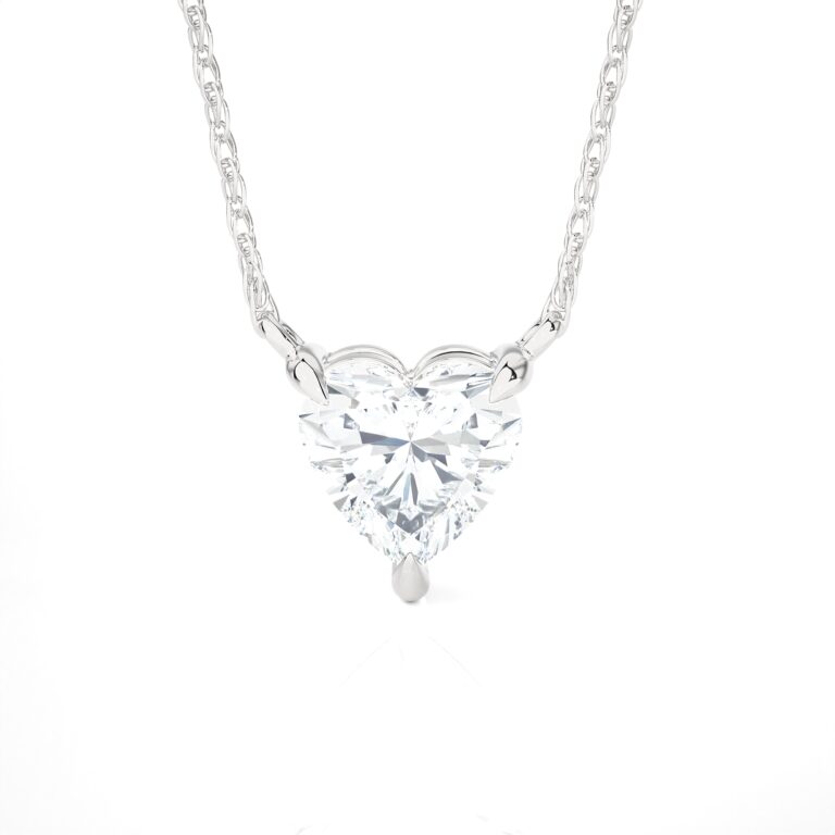 Floating Lab Diamond Solitaire Necklace with Sterling Silver chain