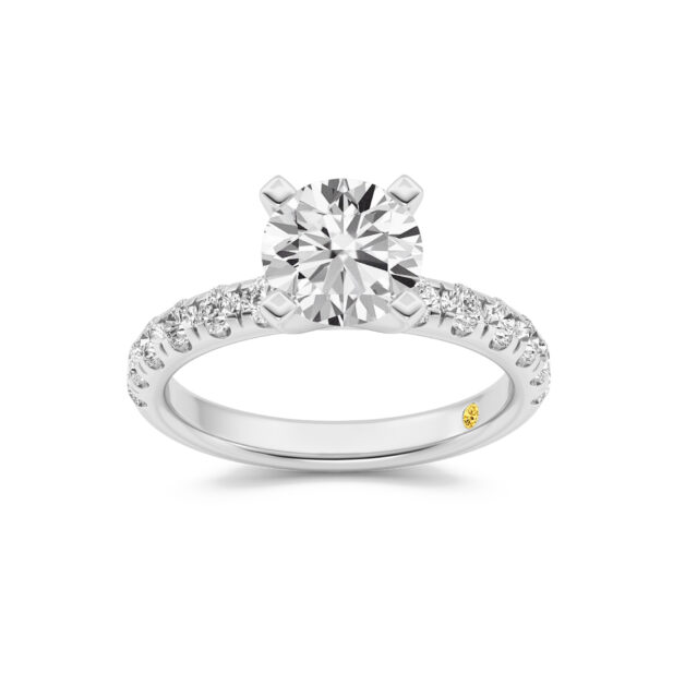 Maya Scalloped Pavé Half Coverage Round Lab Grown Diamond Engagement Ring