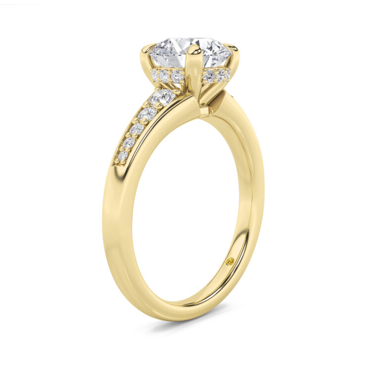 Bloom Tapered Pavé Set Hidden Halo Lab Diamond Engagement Ring