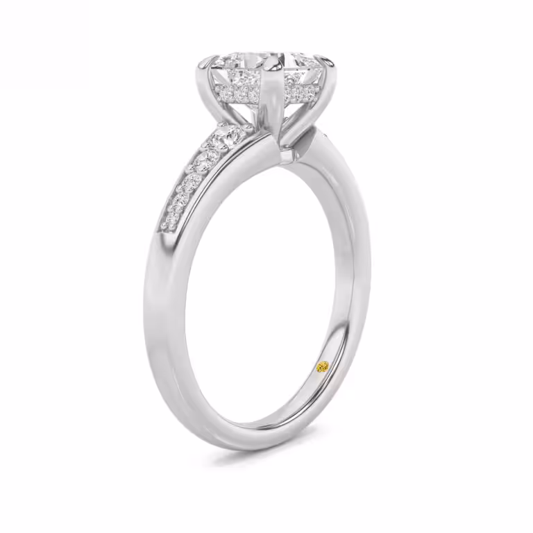 Bloom Tapered Pavé Set Hidden Halo Lab Diamond Engagement Ring