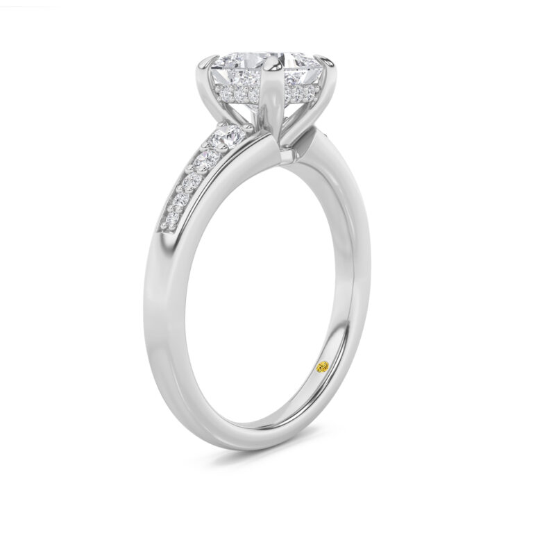 Bloom Tapered Pavé Set Hidden Halo Lab Diamond Engagement Ring