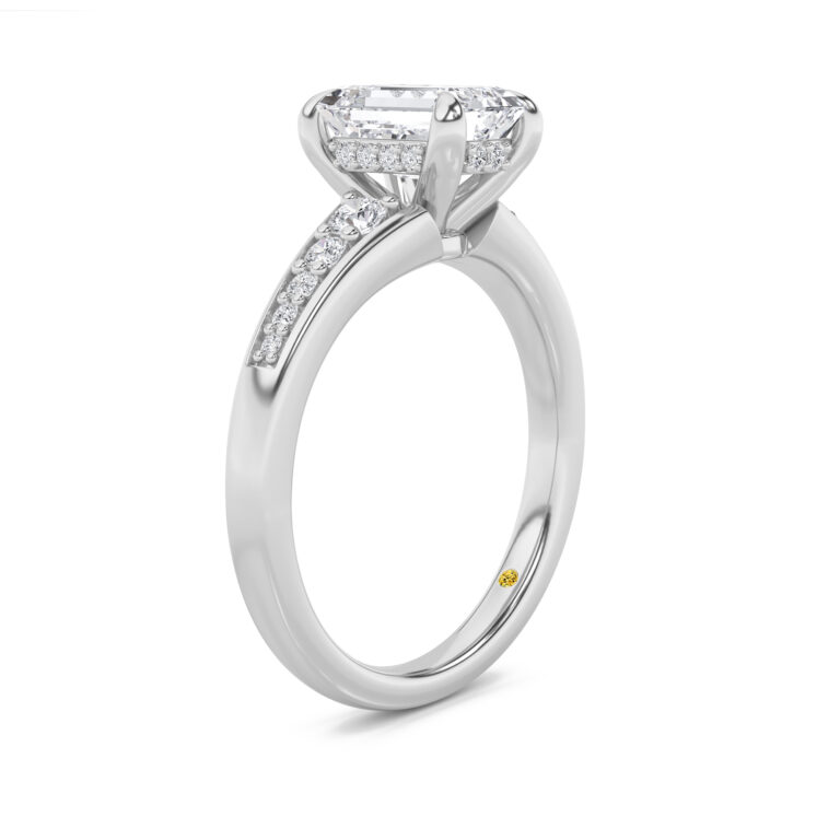 Bloom Tapered Pavé Set Hidden Halo Lab Diamond Engagement Ring
