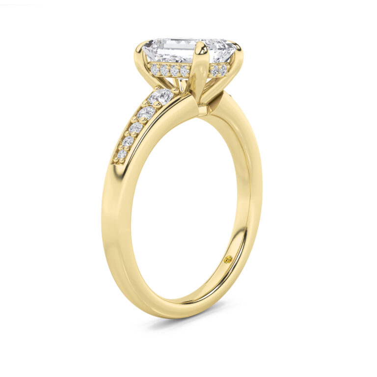 Bloom Tapered Pavé Set Hidden Halo Lab Diamond Engagement Ring
