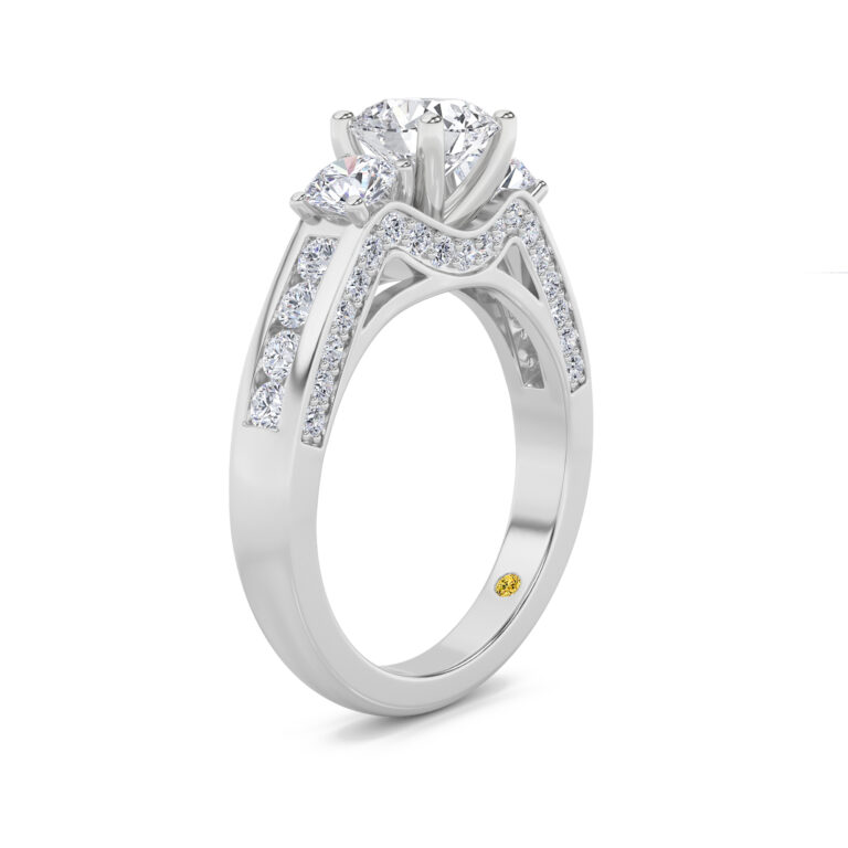 Aarhus Lab Grown Pavé Set Hidden Accent Three Stone Diamond Engagement Ring