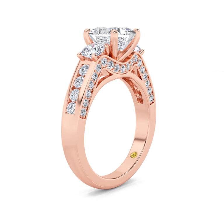 Aarhus Lab Grown Pavé Set Hidden Accent Three Stone Diamond Engagement Ring