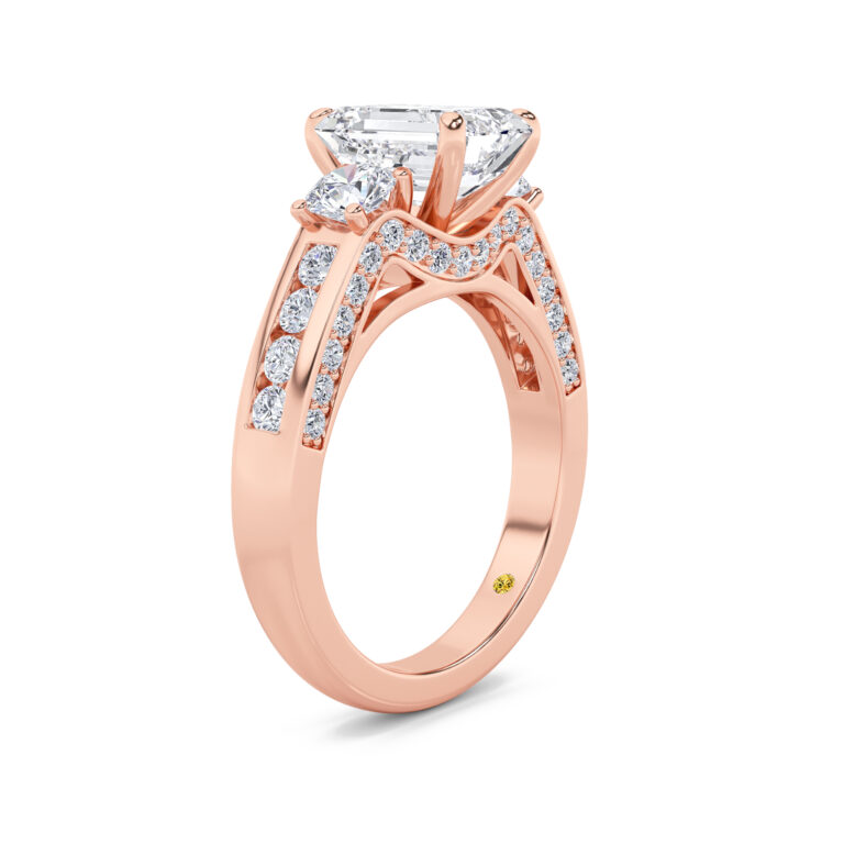 Aarhus Lab Grown Pavé Set Hidden Accent Three Stone Diamond Engagement Ring