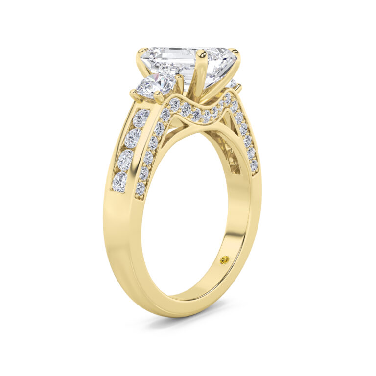 Aarhus Lab Grown Pavé Set Hidden Accent Three Stone Diamond Engagement Ring