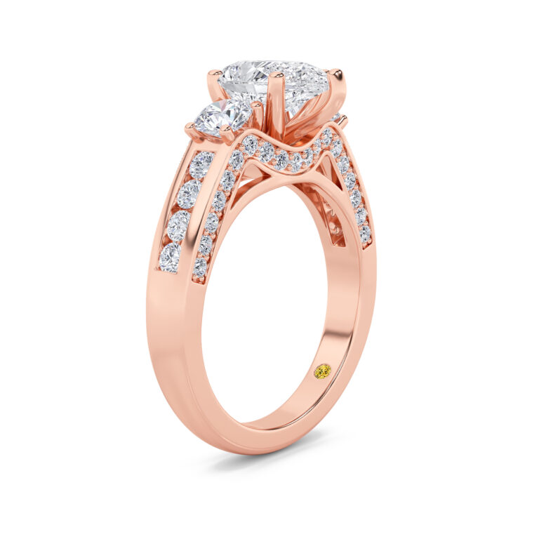 Aarhus Lab Grown Pavé Set Hidden Accent Three Stone Diamond Engagement Ring