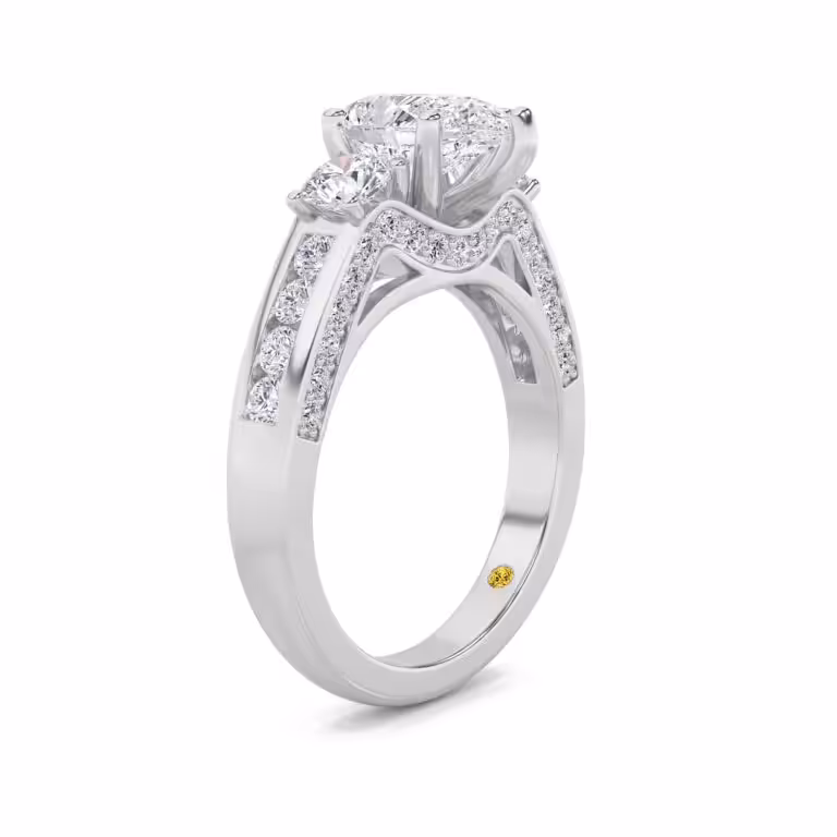 Aarhus Lab Grown Pavé Set Hidden Accent Three Stone Diamond Engagement Ring