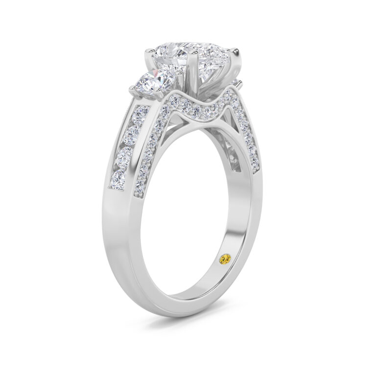 Aarhus Lab Grown Pavé Set Hidden Accent Three Stone Diamond Engagement Ring
