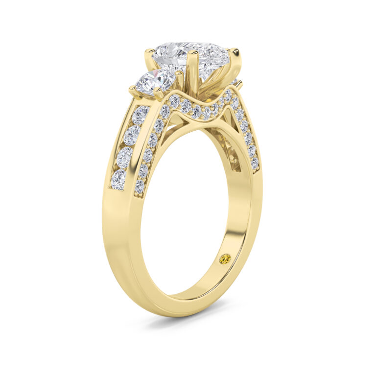 Aarhus Lab Grown Pavé Set Hidden Accent Three Stone Diamond Engagement Ring