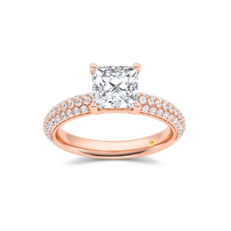 Delos Triple Row Pavé Set Lab Grown Diamond Engagement Ring