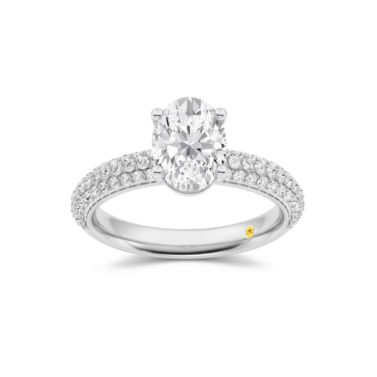 Delos Triple Row Pavé Set Lab Grown Diamond Engagement Ring