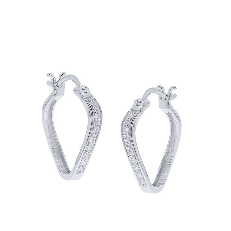Lab Grown Twisted Diamond Hoop Earrings