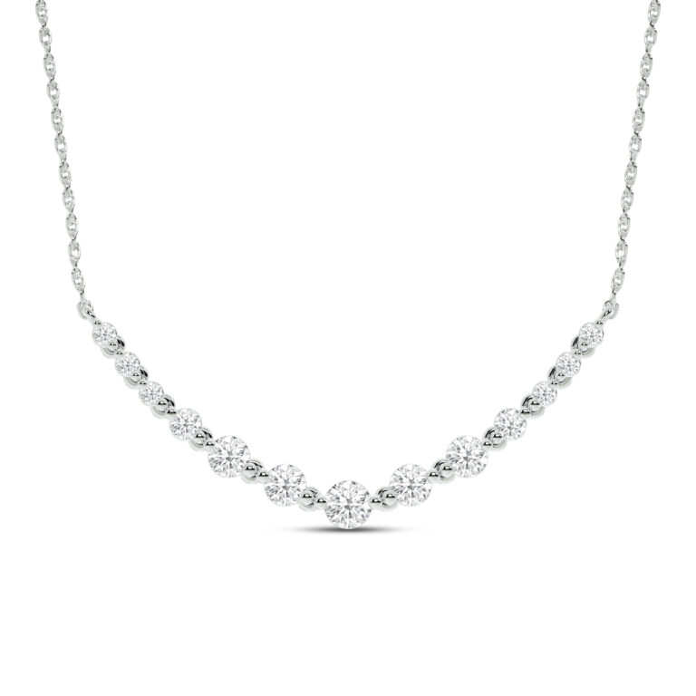 Graduating Curved Lab Grown Diamond Bar Necklace