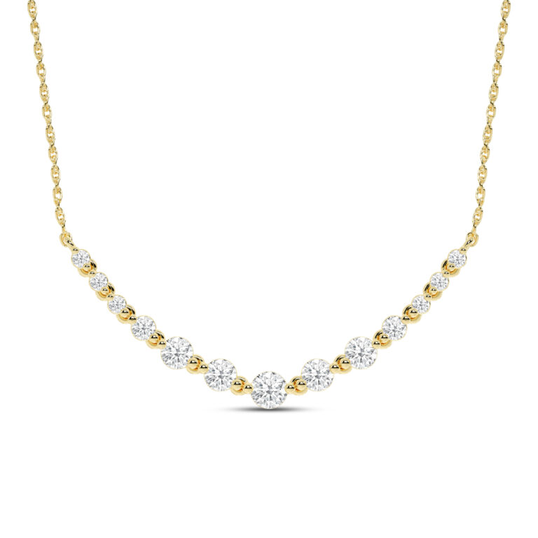 Graduating Curved Lab Grown Diamond Bar Necklace