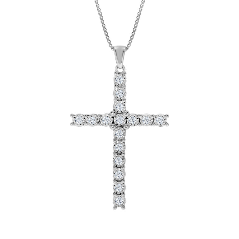 Essential Sterling Silver Lab Grown Diamond Cross Necklace