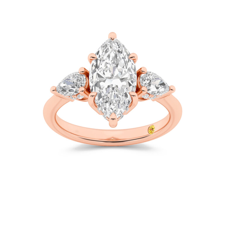Celestia Three Stone Hidden Halo Lab Diamond Engagement Ring
