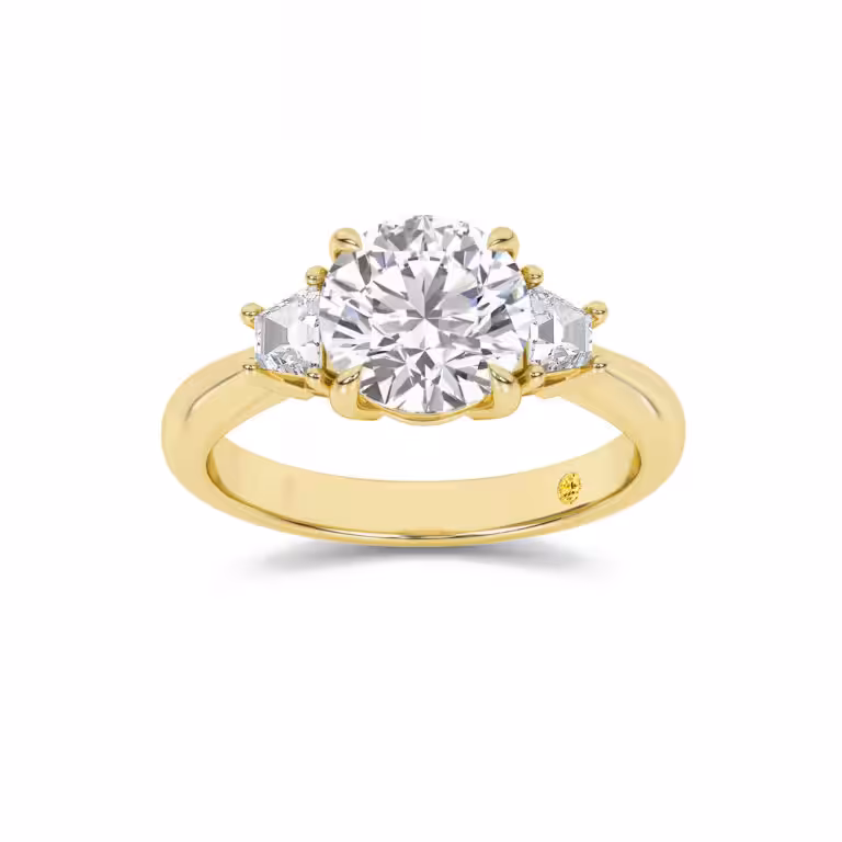 Nova Three Stone Trapezoid Lab Diamond Engagement Ring