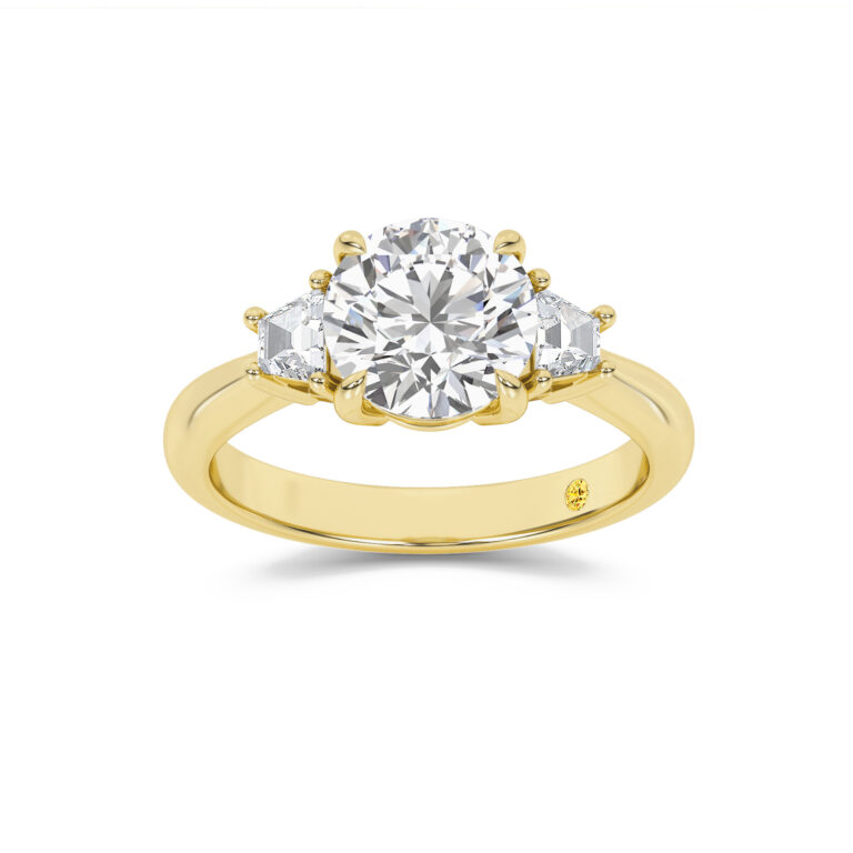 Nova Three Stone Trapezoid Lab Diamond Engagement Ring