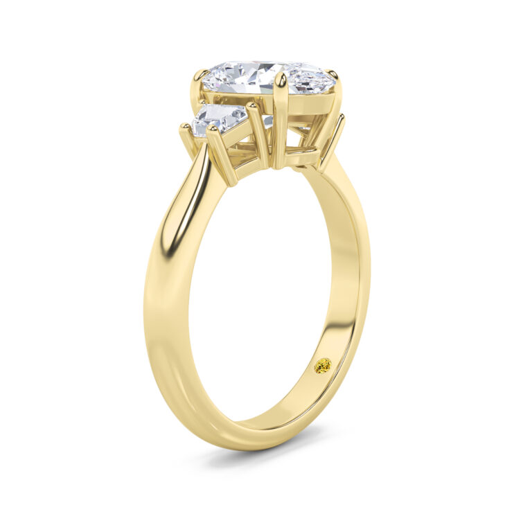 Nova Three Stone Trapezoid Lab Diamond Engagement Ring