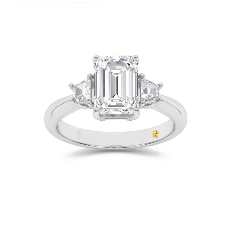 Nova Three Stone Trapezoid Lab Diamond Engagement Ring