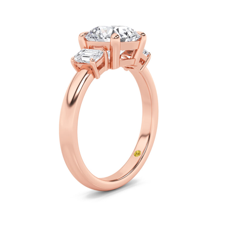 Moonbeam Emerald Cut Three Stone Lab Diamond Engagement Ring
