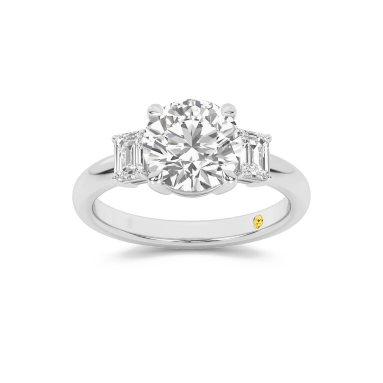 Moonbeam Emerald Cut Three Stone Lab Diamond Engagement Ring