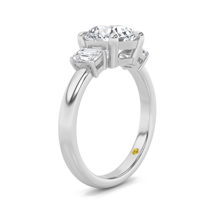 Moonbeam Emerald Cut Three Stone Lab Diamond Engagement Ring